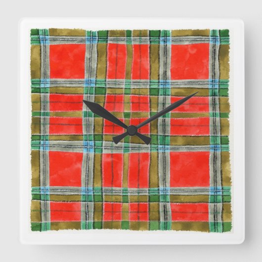 MAC BAIN TARTAN Vierkante Wandklok (Voorkant)