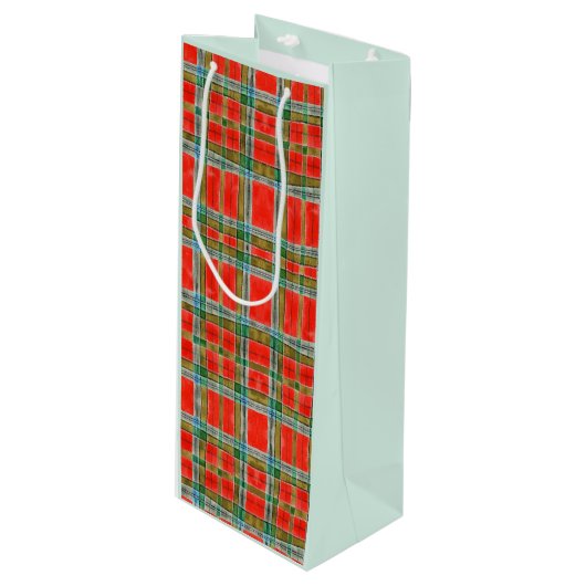 MAC BAIN TARTAN Wijn Gift Bag Cadeautas (Voorkant Gekanteld)