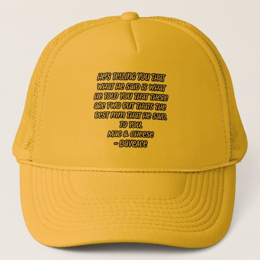 Mac & Cheese Quote Trucker Pet (Voorkant)