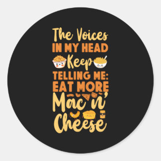 Mac en Cheese De stemmen in mijn hoofd blijven ver Ronde Sticker