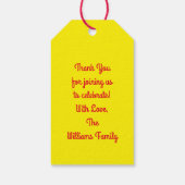 Mac en Cheese Kind 1st Birthday Party Macaroni Cadeaulabel (Achterkant)