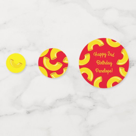 Mac en Cheese Kind 1st Birthday Party Macaroni Confetti (Voorkanten)