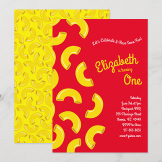 Mac en Cheese Kind 1st Birthday Party Macaroni Kaart