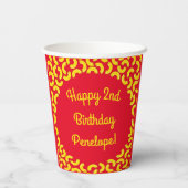 Mac en Cheese Kind 1st Birthday Party Macaroni Papieren Bekers (Achterkant)