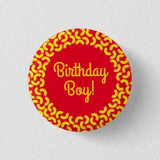 Mac en Cheese Kind 1st Birthday Party Macaroni Ronde Button 3,2 Cm (Voorkant)