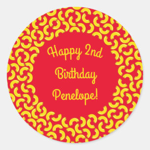 Mac en Cheese Kind 1st Birthday Party Macaroni Ronde Sticker