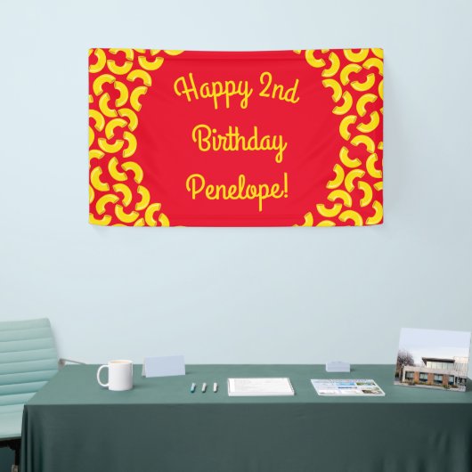 Mac en Cheese Kind 1st Birthday Party Macaroni Spandoek (Beurs)