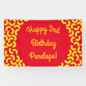 Mac en Cheese Kind 1st Birthday Party Macaroni Spandoek (Horizontaal)