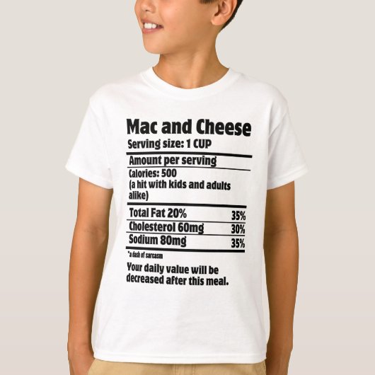 Mac en Cheese Nutrition Fact.w T-shirt (Voorkant)