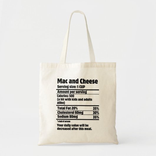 Mac en Cheese Nutrition Fact.w Tote Bag (Voorkant)