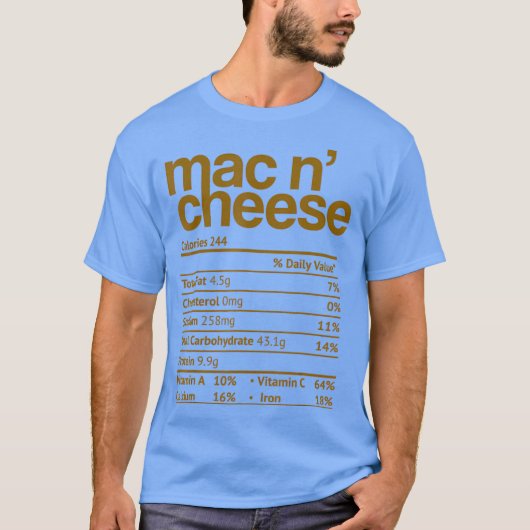 Mac en Cheese Nutrition Funny Thanksgiving Mac T-shirt (Voorkant)