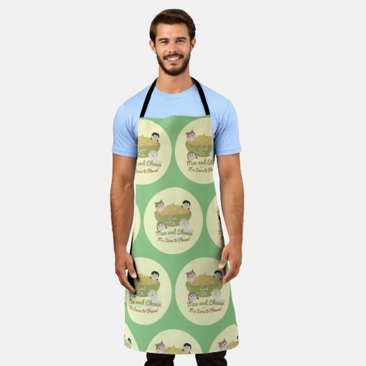 Mac en Cheese Please Retro Kind Fun Pattern Schort (Gedragen)