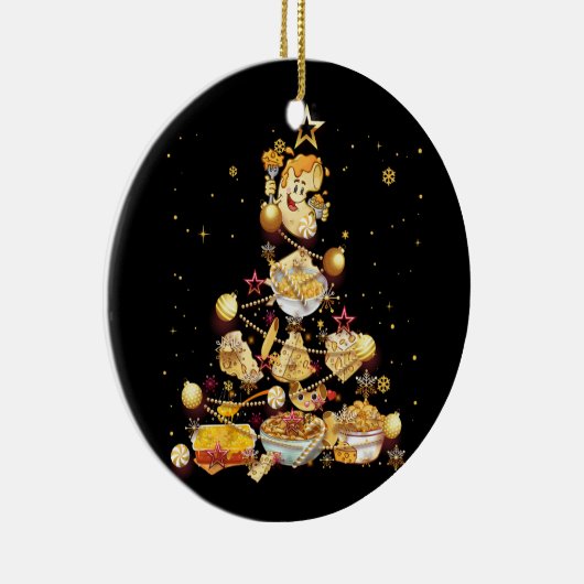 Mac en kaas kerstboom Mac N kaas Macaron Keramisch Ornament (Rechts)