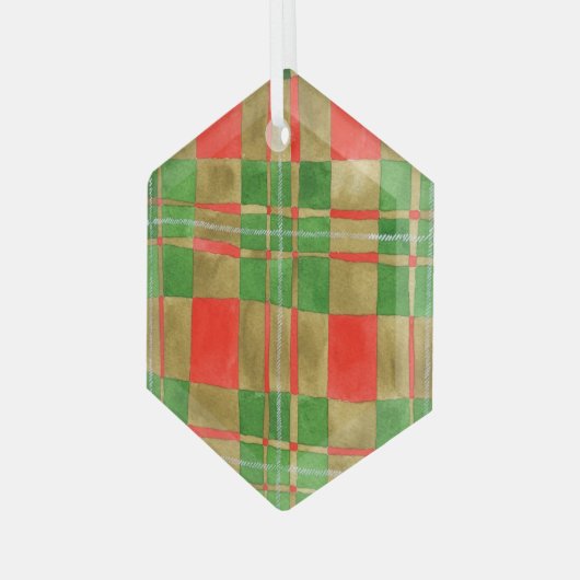 MAC GREGOR TARTAN Glass Hexagon Ornament (Voorkant links)