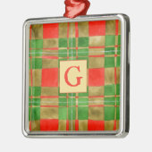 MAC GREGOR TARTAN Glazen Vierkant Ornament + Initi (Links)