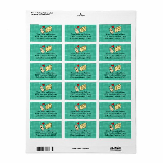 Mac Loves Cheese, Funny Cute Macaroni + Cheese Etiket (Full Sheet)