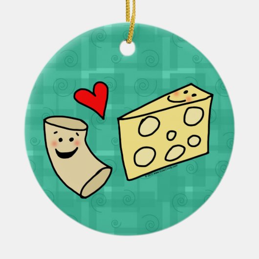 Mac Loves Cheese, Funny Cute Macaroni + Cheese Keramisch Ornament (Voorkant)