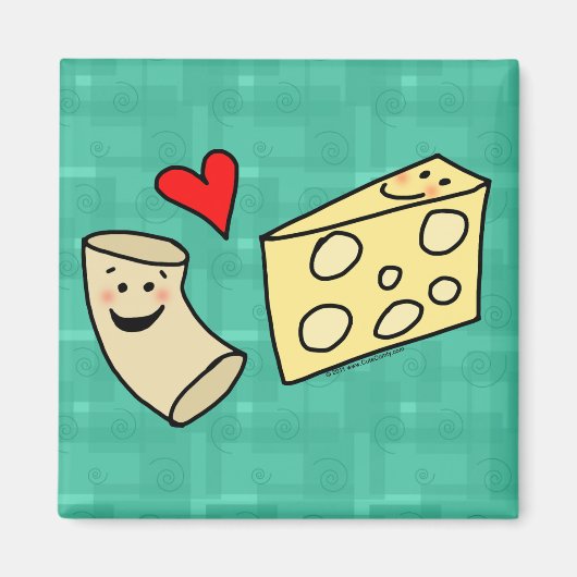 Mac Loves Cheese, Funny Cute Macaroni + Cheese Magneet (Voorkant)