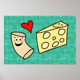 Mac Loves Cheese, Funny Cute Macaroni + Cheese Poster