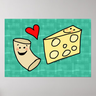 Mac Loves Cheese, Funny Cute Macaroni + Cheese Poster