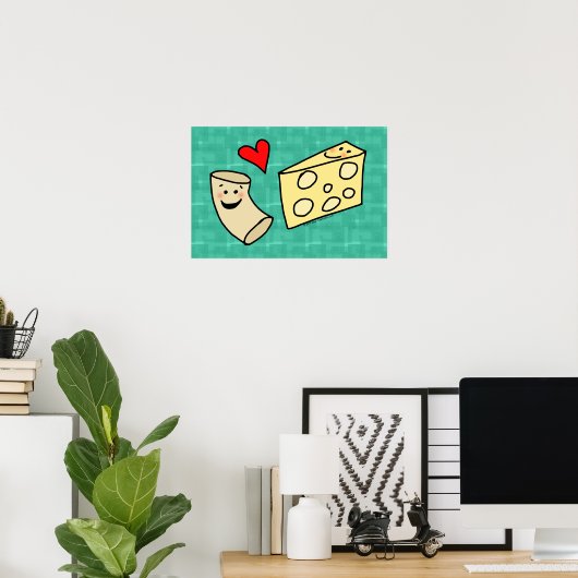 Mac Loves Cheese, Funny Cute Macaroni + Cheese Poster (Thuiskantoor)