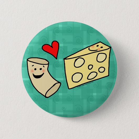 Mac Loves Cheese, Funny Cute Macaroni + Cheese Ronde Button 5,7 Cm (Voorkant)