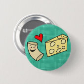 Mac Loves Cheese, Funny Cute Macaroni + Cheese Ronde Button 5,7 Cm (Voorkant /achterkant)