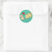 Mac Loves Cheese, Funny Cute Macaroni + Cheese Ronde Sticker (Tas)