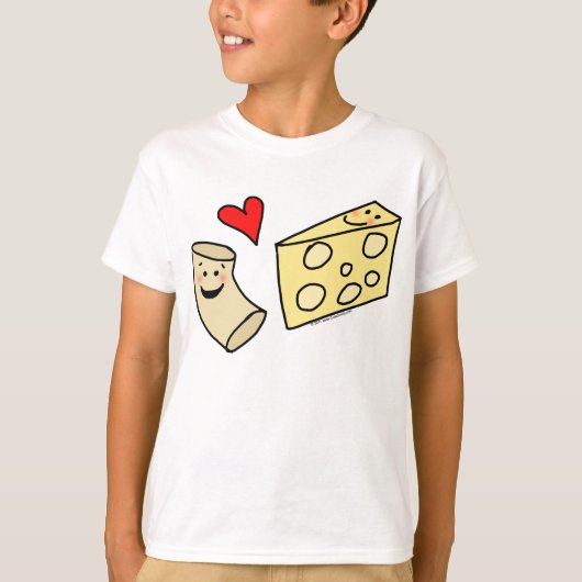 Mac Loves Cheese, Funny Cute Macaroni + Cheese T-shirt (Voorkant)