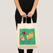 Mac Loves Cheese, Funny Cute Macaroni + Cheese Tote Bag (Voorkant (product))