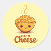 Mac N Cheese Cute Bowl Ronde Sticker (Voorkant)