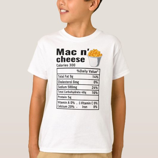 Mac n Cheese Nutritional Facts Thanksgiving T-shirt (Voorkant)