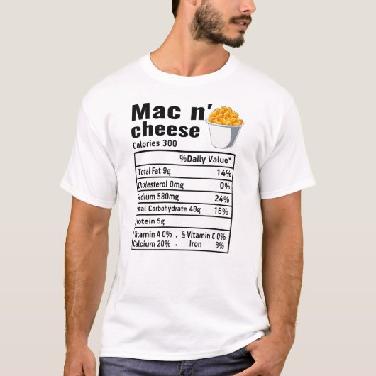 Mac n Cheese Nutritional Facts Thanksgiving T-shirt (Voorkant)