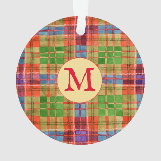 MAC RAE TARTAN Acryl Cirkel Ornament + Initiaal (achterkant)