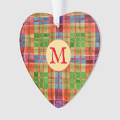 MAC RAE TARTAN Acryl Hart Ornament + Initiaal (voorkant)