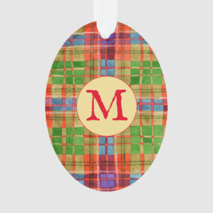MAC RAE TARTAN Acryl Ovaal Ornament + Initiaal