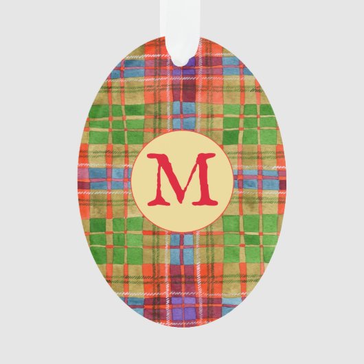 MAC RAE TARTAN Acryl Ovaal Ornament + Initiaal (voorkant)