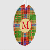 MAC RAE TARTAN Acryl Ovaal Ornament + Initiaal (voorkant)