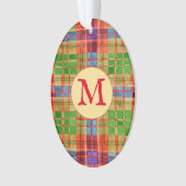 MAC RAE TARTAN Acryl Ovaal Ornament + Initiaal (voorkant)