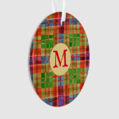 MAC RAE TARTAN Acryl Ronde Kerstbal + Initiaal Ornament (voorkant)
