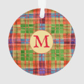 MAC RAE TARTAN Acryl Ronde Kerstbal + Initiaal Ornament (achterkant)