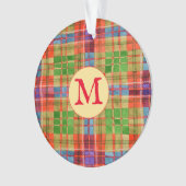 MAC RAE TARTAN Acryl Ronde Kerstbal + Initiaal Ornament (voorkant)