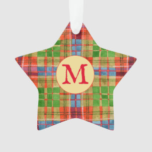 MAC RAE TARTAN Acryl Star Ornament + Initiaal