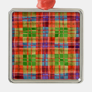 MAC RAE TARTAN Glas Vierkante Ornament