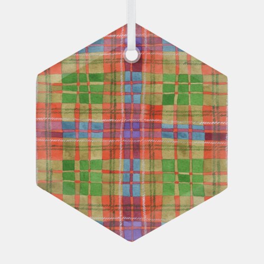 MAC RAE TARTAN Glass Hexagon Ornament (Voorkant)