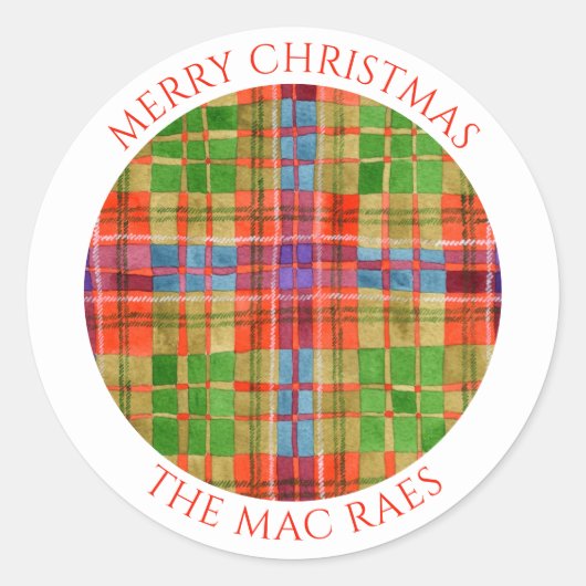 MAC RAE TARTAN Grote ronde envelop afdichtingen Sticker (Voorkant)