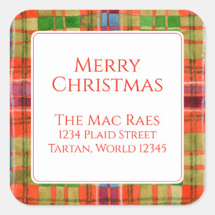 MAC RAE TARTAN Grote Vierkante Adreszegels Vierkante Sticker