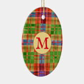MAC RAE TARTAN Keramische ovale ornament + Initiaa (Rechts)