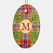 MAC RAE TARTAN Keramische ovale ornament + Initiaa (Links)