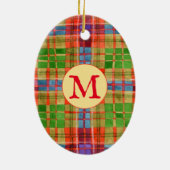 MAC RAE TARTAN Keramische ovale ornament + Initiaa (Achterkant)